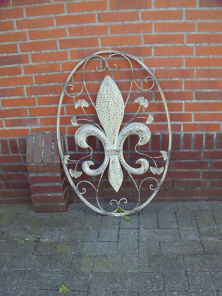 Metalen Wandornament Franse Lelie - 92x62 cm, Ophalen, Metaal, Wandsculptuur, Gebruikt