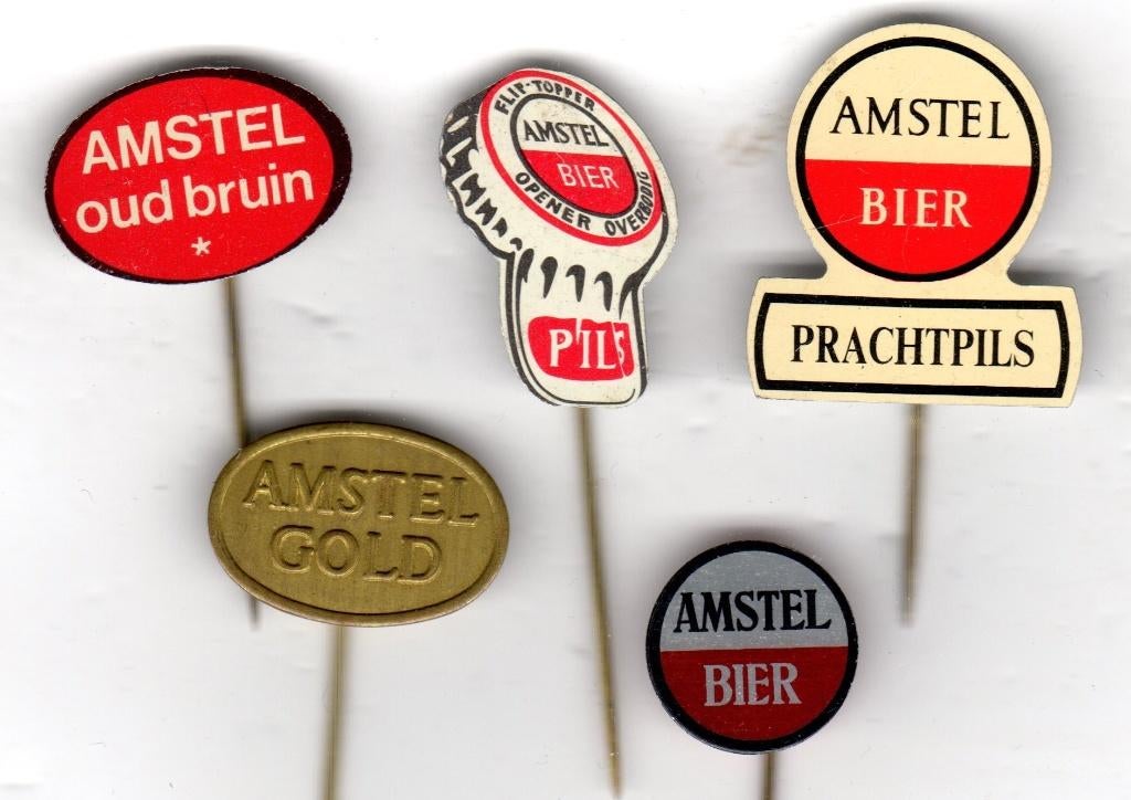 5 speldjes AMSTEL BIER (A1), Verzamelen, Speldjes, Pins en Buttons, Ophalen of Verzenden, Gebruikt, Overige onderwerpen