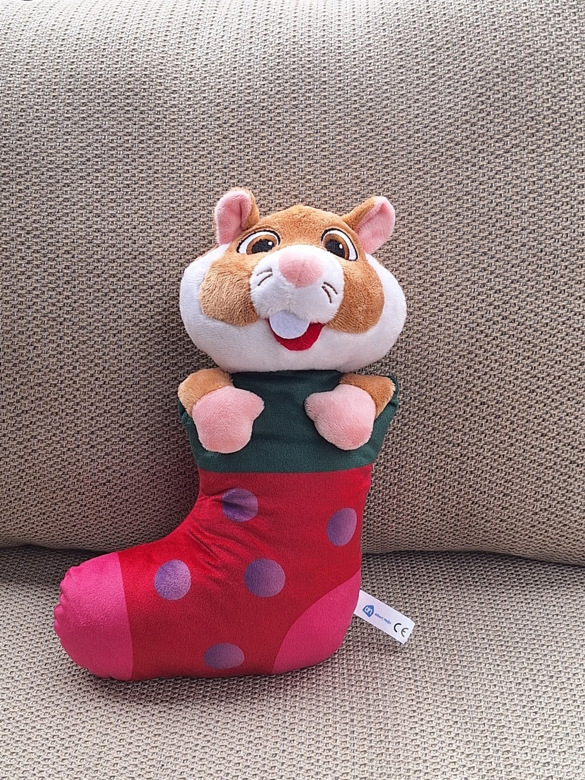 Hamster knuffel in kerstsok, Kinderen en Baby's, Speelgoed | Knuffels en Pluche, Overige merken, Overige karakters, Hamster, Ophalen of Verzenden