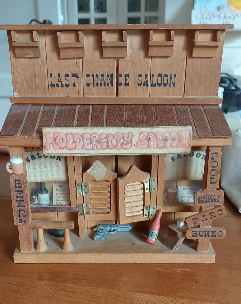 vintage wanddecoratie houten saloon “Last chance saloon”  , Ophalen of Verzenden, Zo goed als nieuw