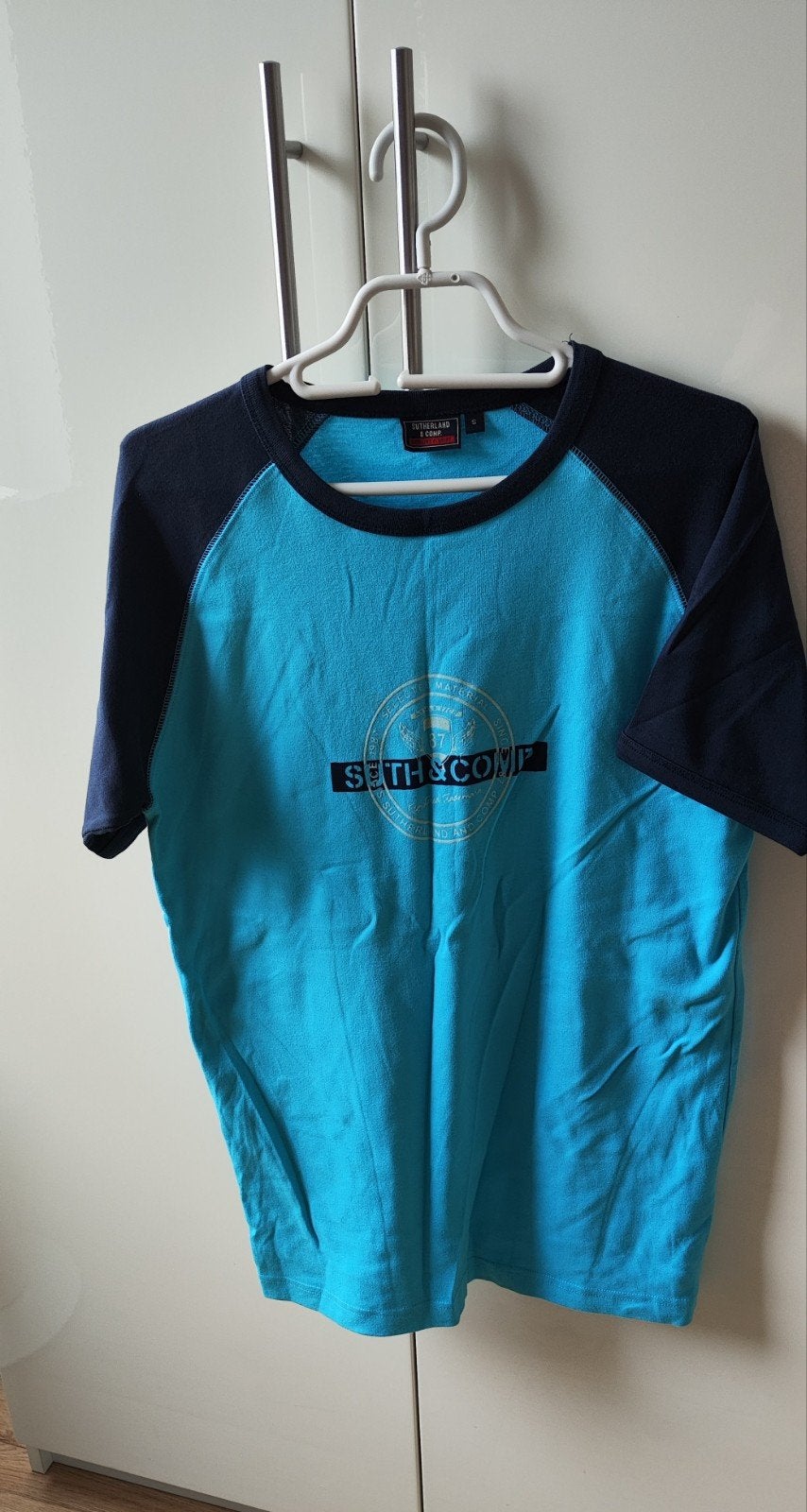 Nieuwe Blauw (2 kleurige) heren t-shirt maat S merk Suther, Sutherland & Comp, Blauw, Nieuw, Ophalen of Verzenden