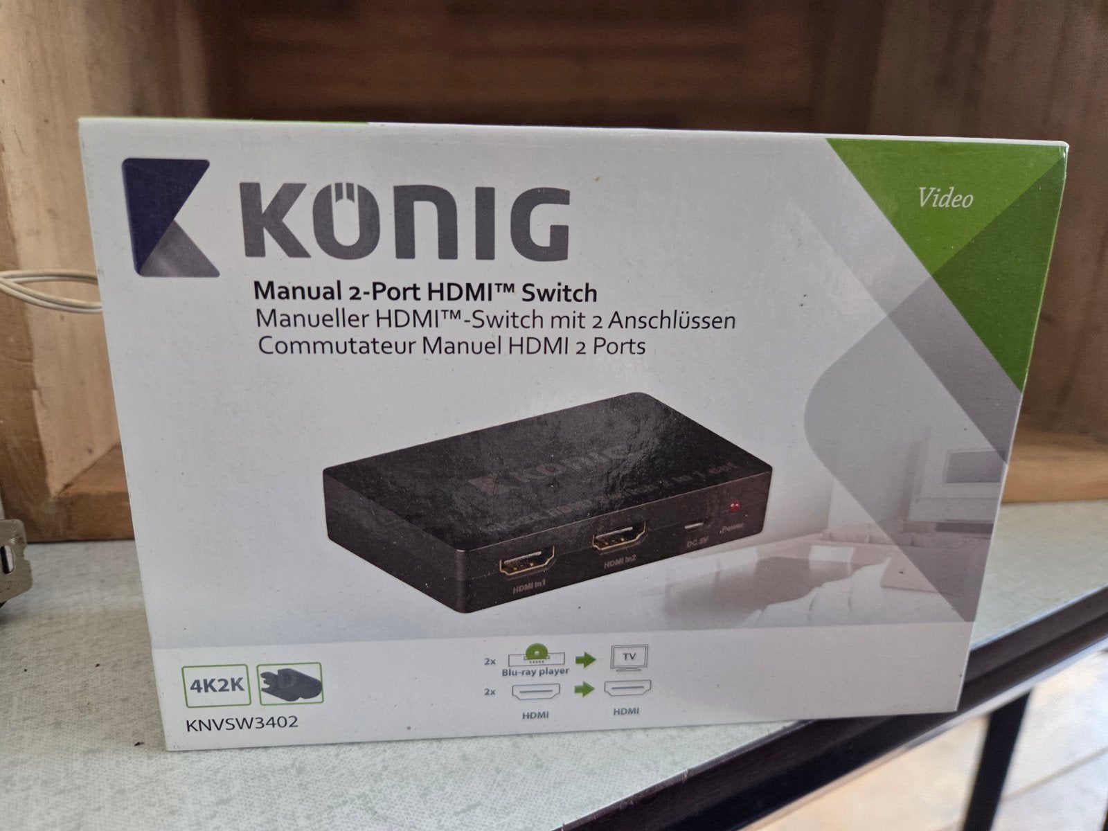 König Handmatige 2-poorts HDMI-schakelaar 4K2K, Ophalen of Verzenden, Nieuw, Minder dan 2 meter, Overige kabels