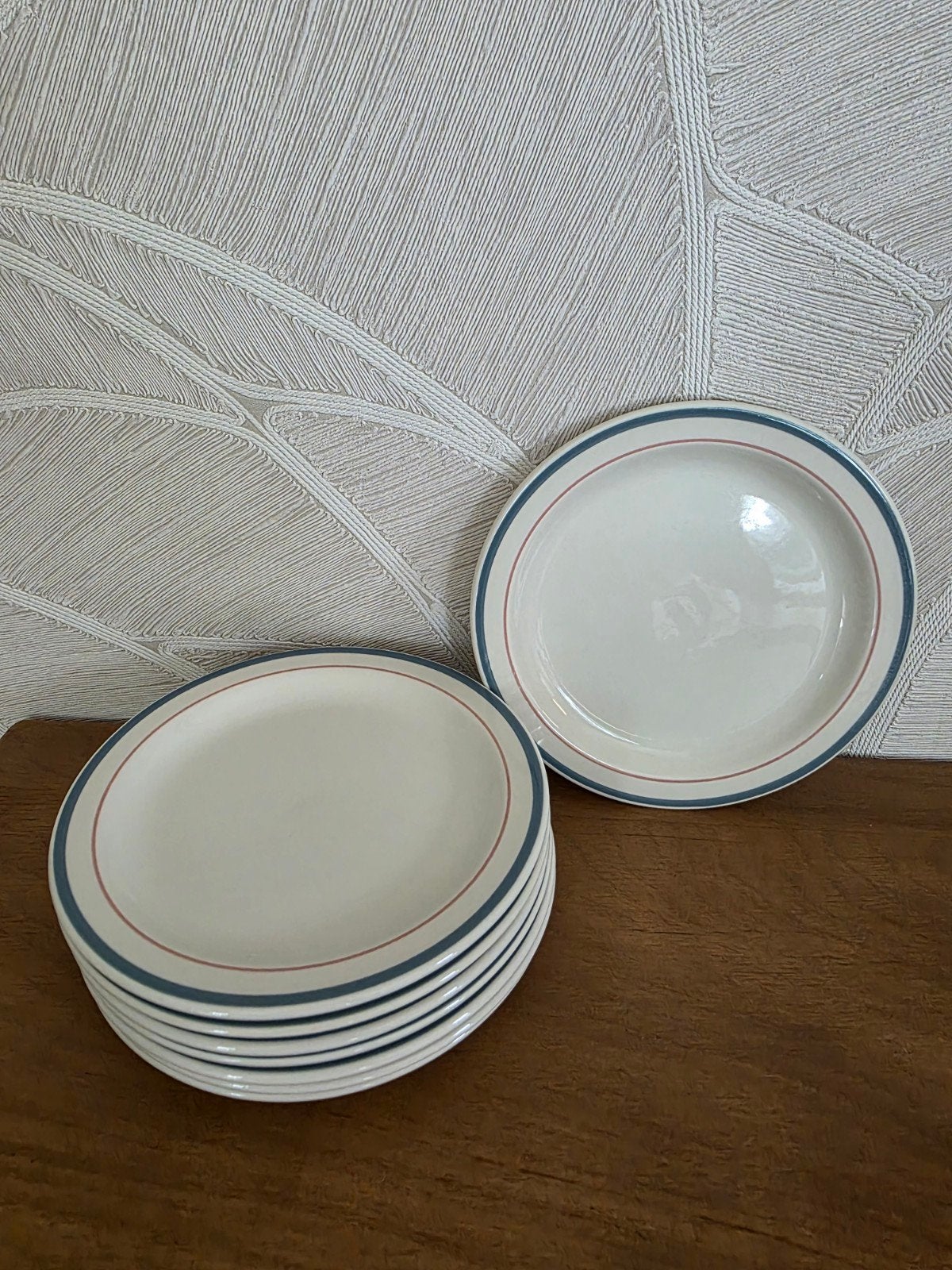 8x vintage Midwinter Stonehenge Denver gebaksbordjes – blauw, Huis en Inrichting, Ophalen of Verzenden, Zo goed als nieuw, Overige typen