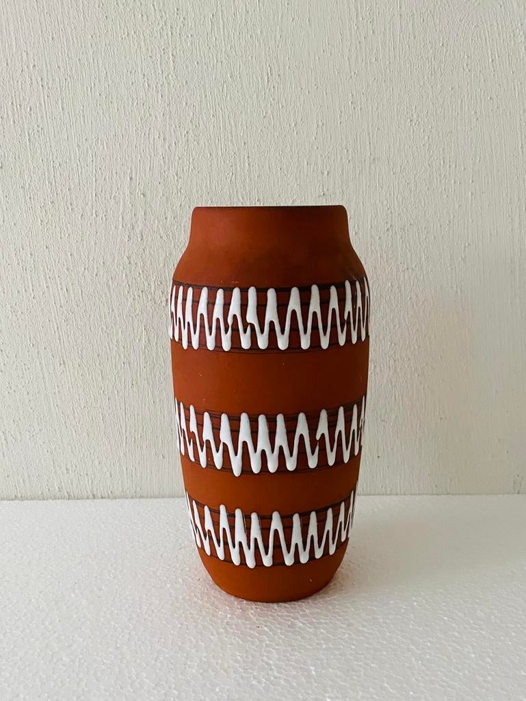 Keramiek Scheurich vaas met zaagtand decor , jaren 60