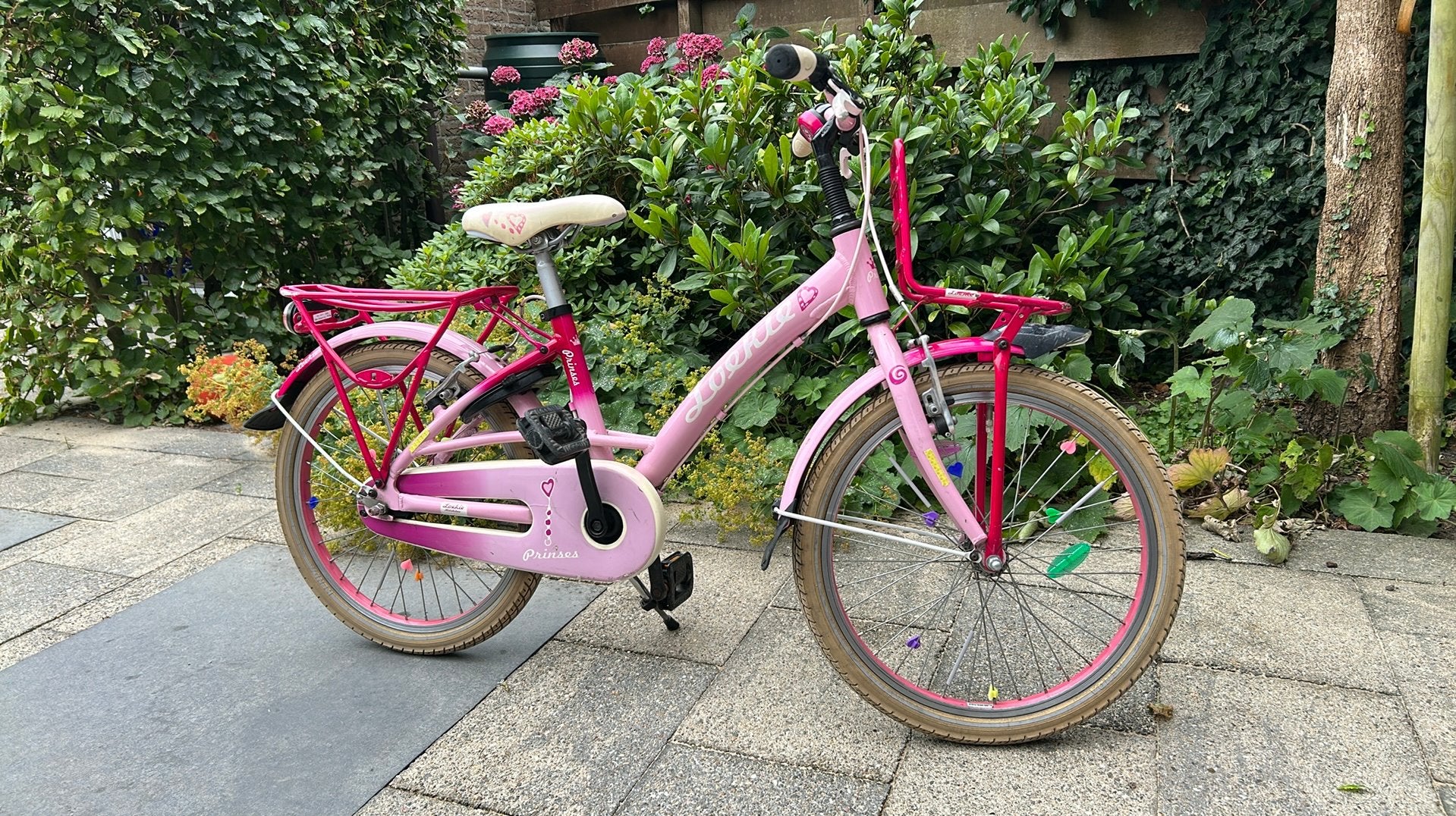 Meisjesfiets Loekie Prinses 20 inch rose, Fietsen en Brommers, Fietsen | Meisjes, Ophalen, Terugtraprem, Gebruikt, Handrem
