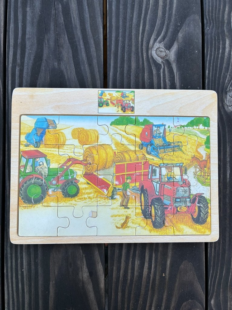 Houten boerderij puzzel, Gebruikt, 10 tot 50 stukjes, Ophalen of Verzenden, Van hout