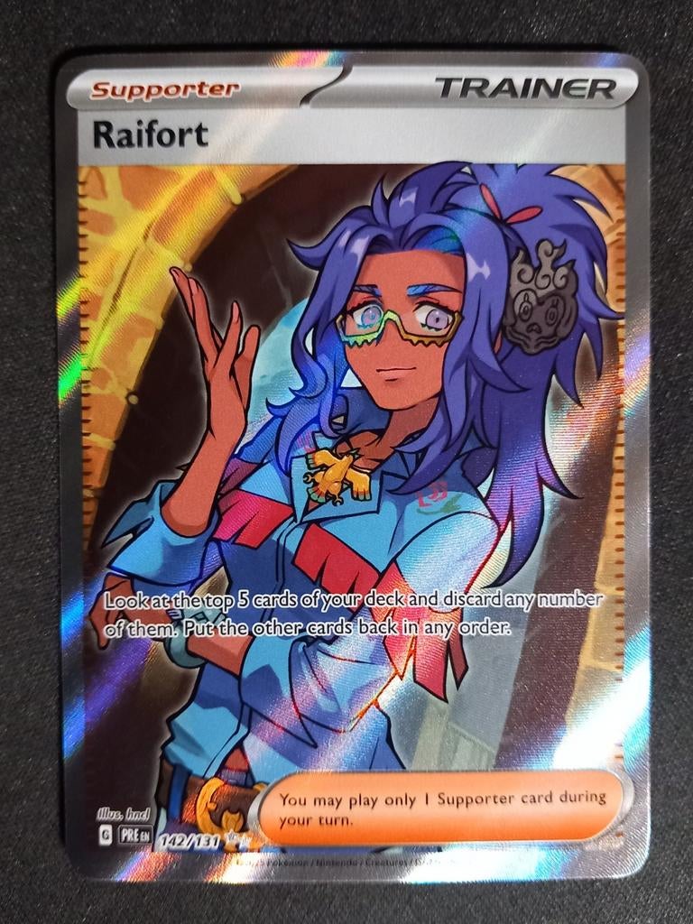 Pokemon Raifort 142/131 Prismatic Evolutions Full Art NM, Verzenden, Zo goed als nieuw, Losse kaart, Foil