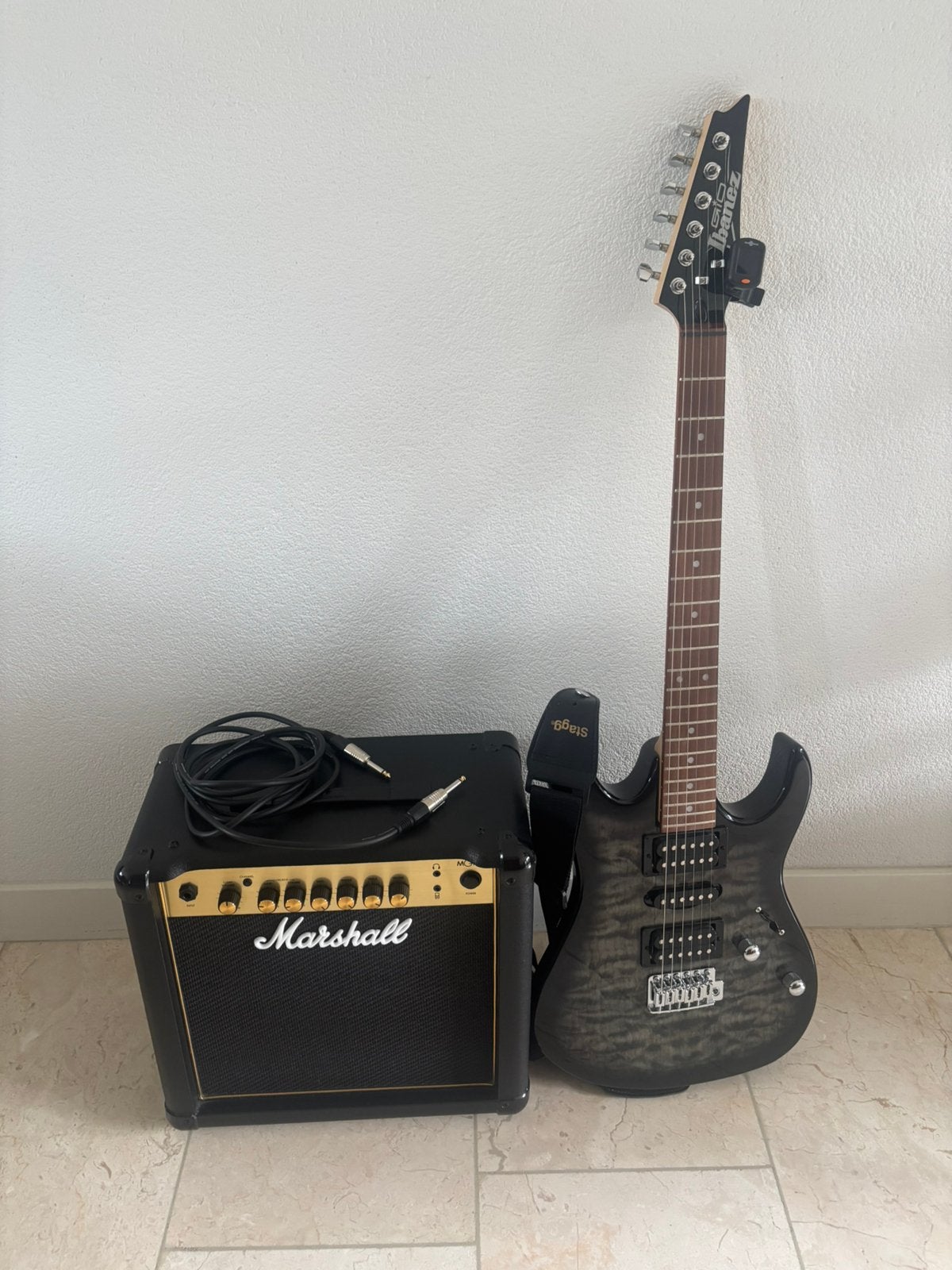 Ibanez GRX70QA GIO met Marshall MG15GR, Ophalen, Ibanez, Nieuw, Met versterker
