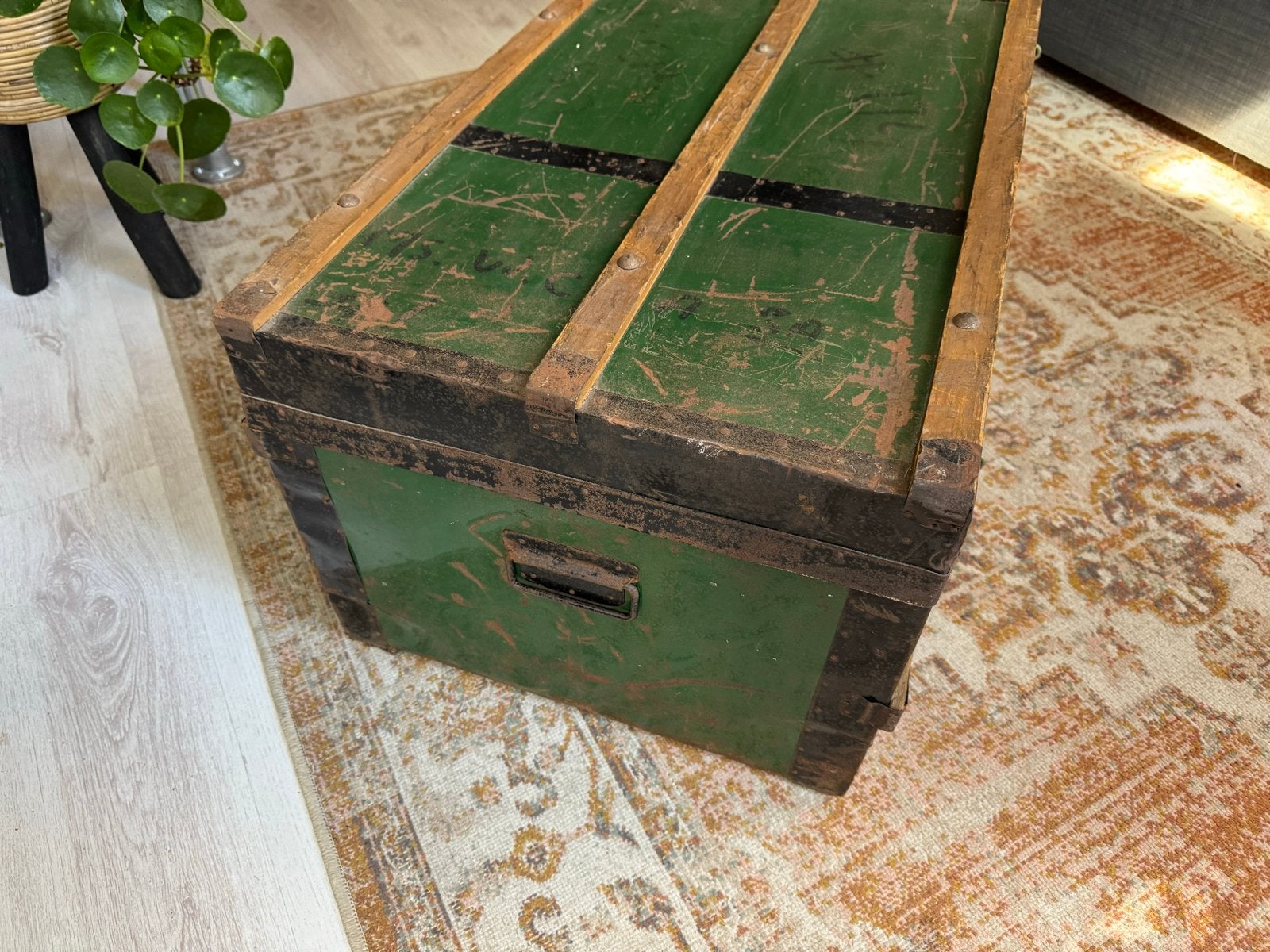 Vintage groene kist / koffer, Ophalen