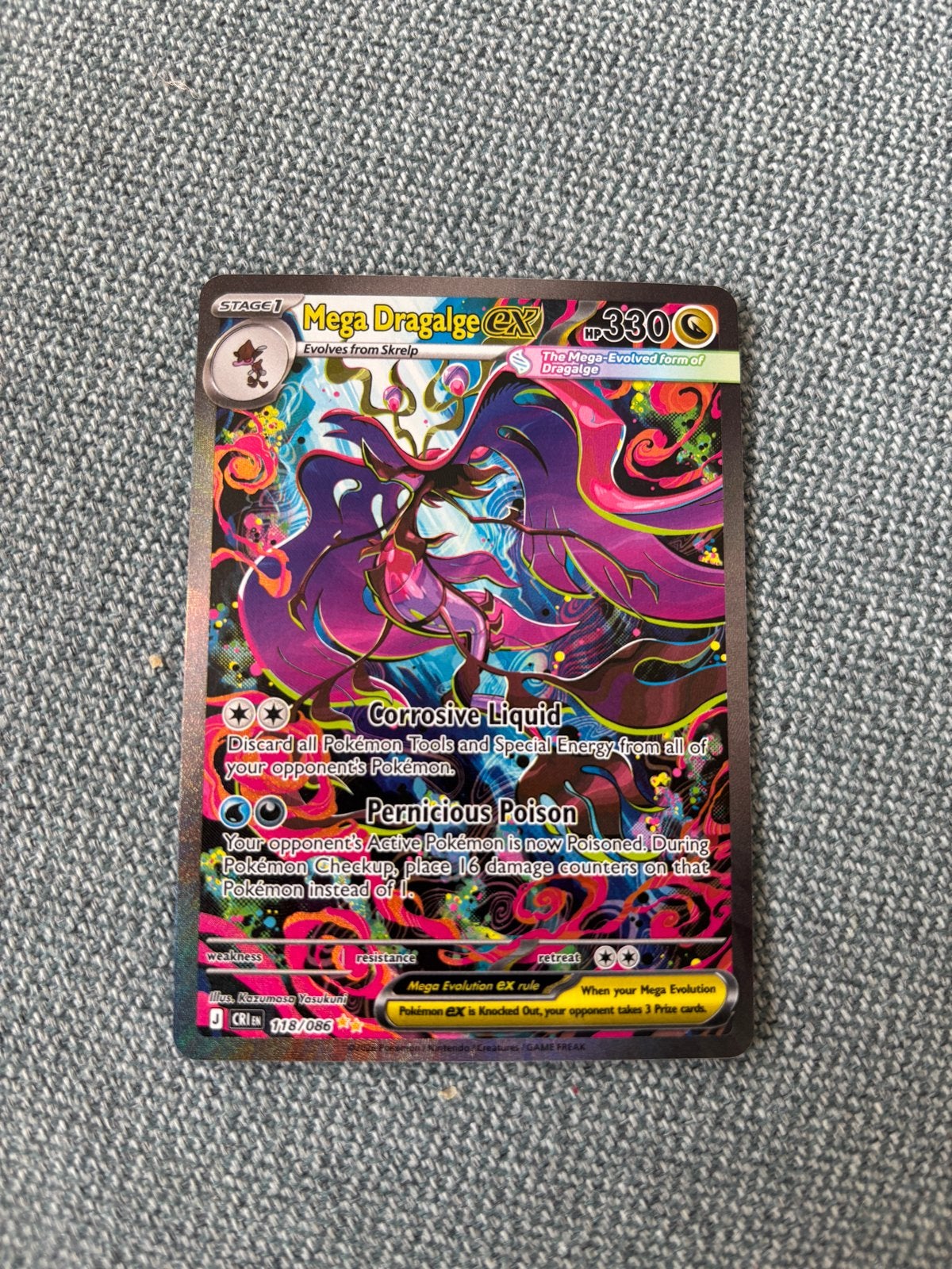 Mega Dragalge EX 118/086 Chaos Rising -  Fresh Pull, Hobby en Vrije tijd, Verzamelkaartspellen | Pokémon, Zo goed als nieuw, Losse kaart