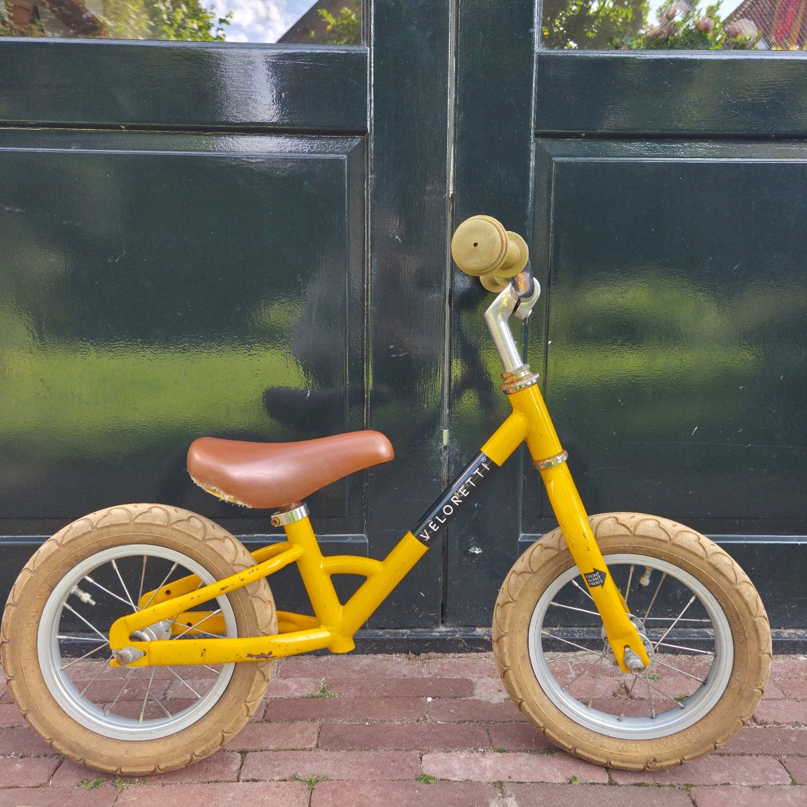 Gele Veloretti loopfiets voor kinderen, Ophalen of Verzenden, Gebruikt, Minder dan 16 inch