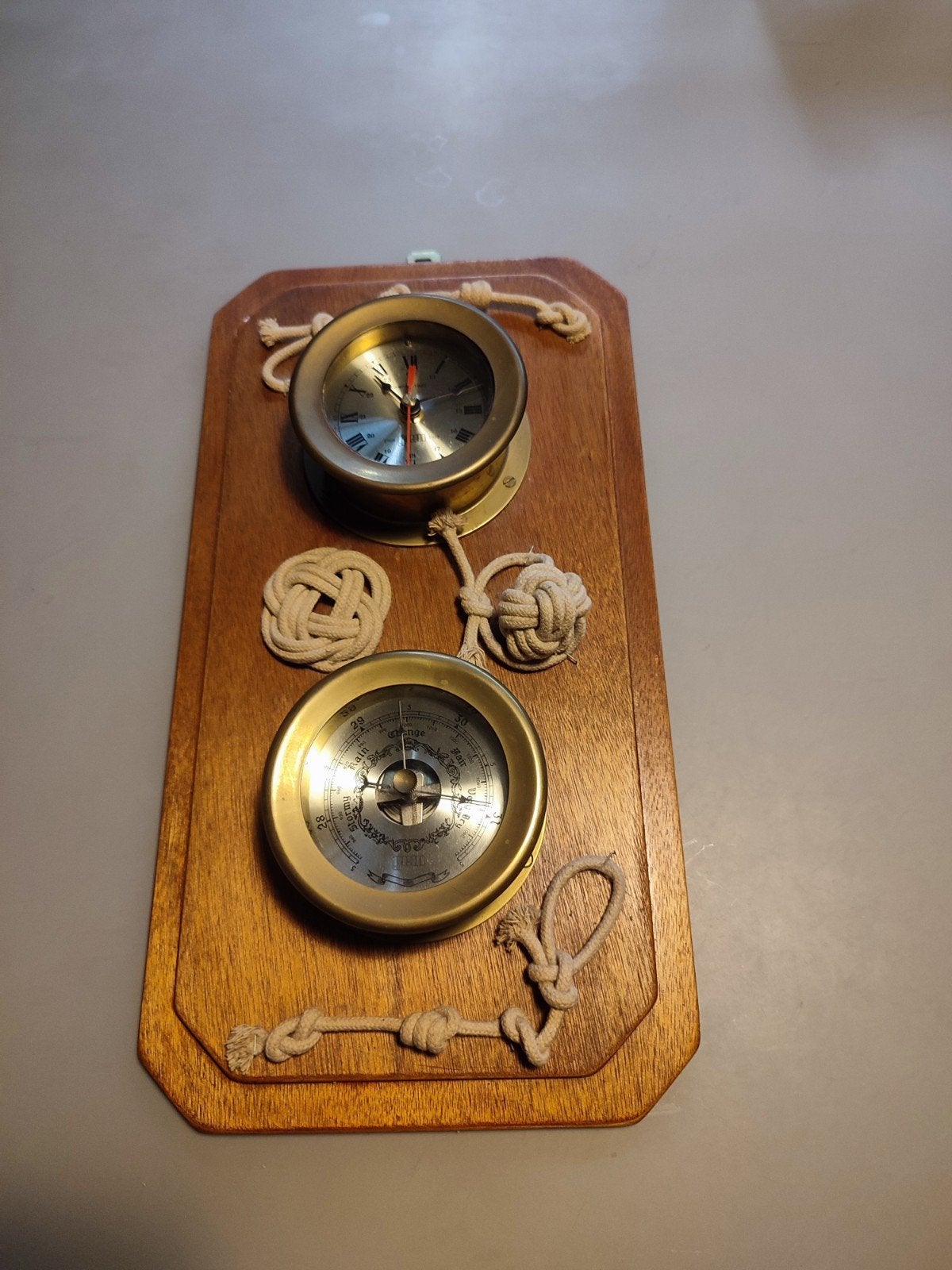 Oude scheepsplank,met barometer en klok, Ophalen of Verzenden