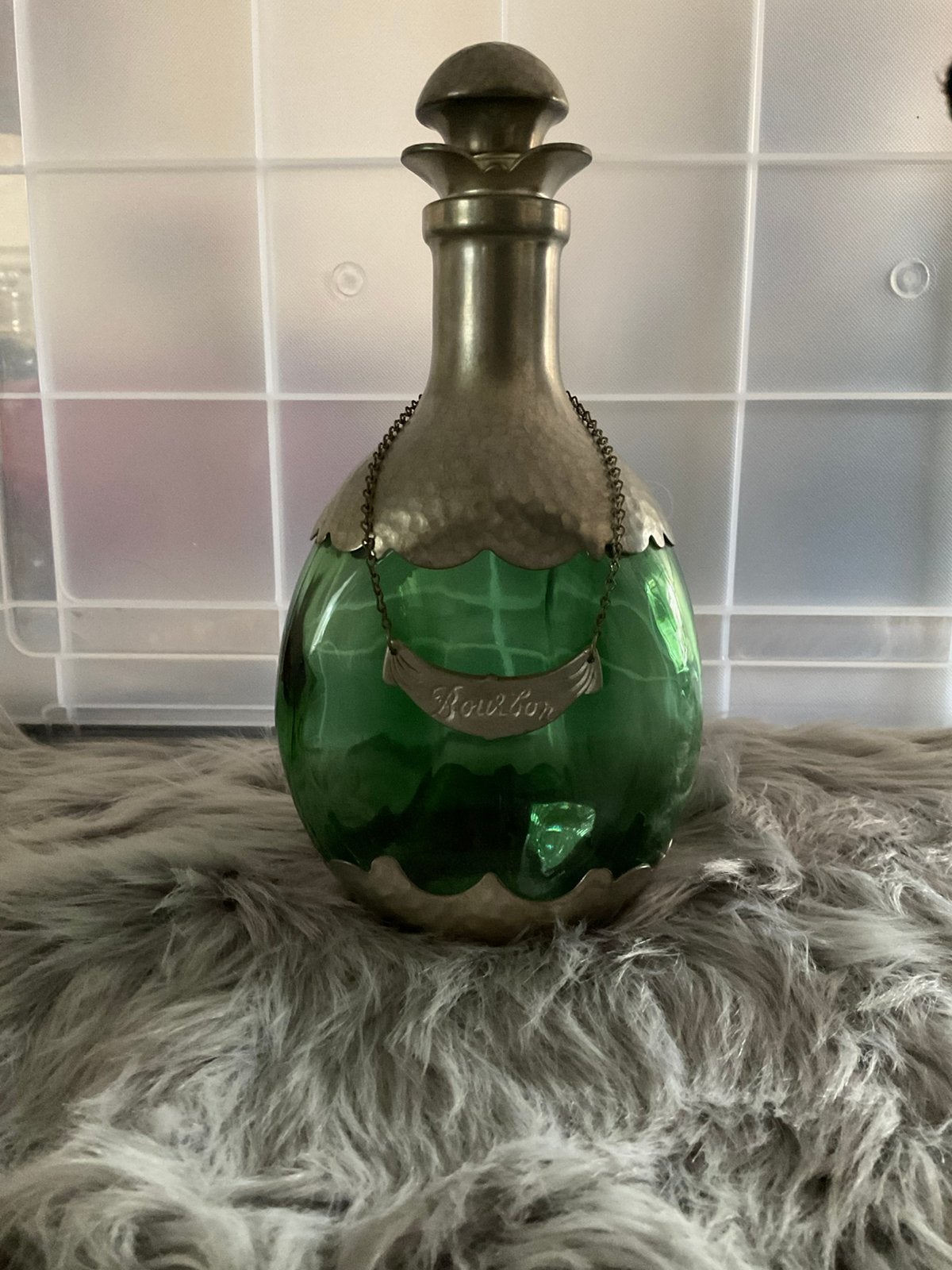 Vintage karaf met tin, Verzamelen, Ophalen, Zo goed als nieuw, Overige typen
