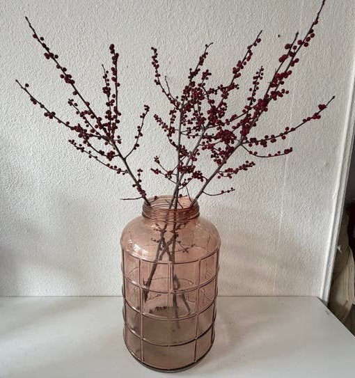 Grote Oranje / Roze Glazen Vaas met Ruitpatroon, Ophalen, Gebruikt, Overige kleuren, Glas