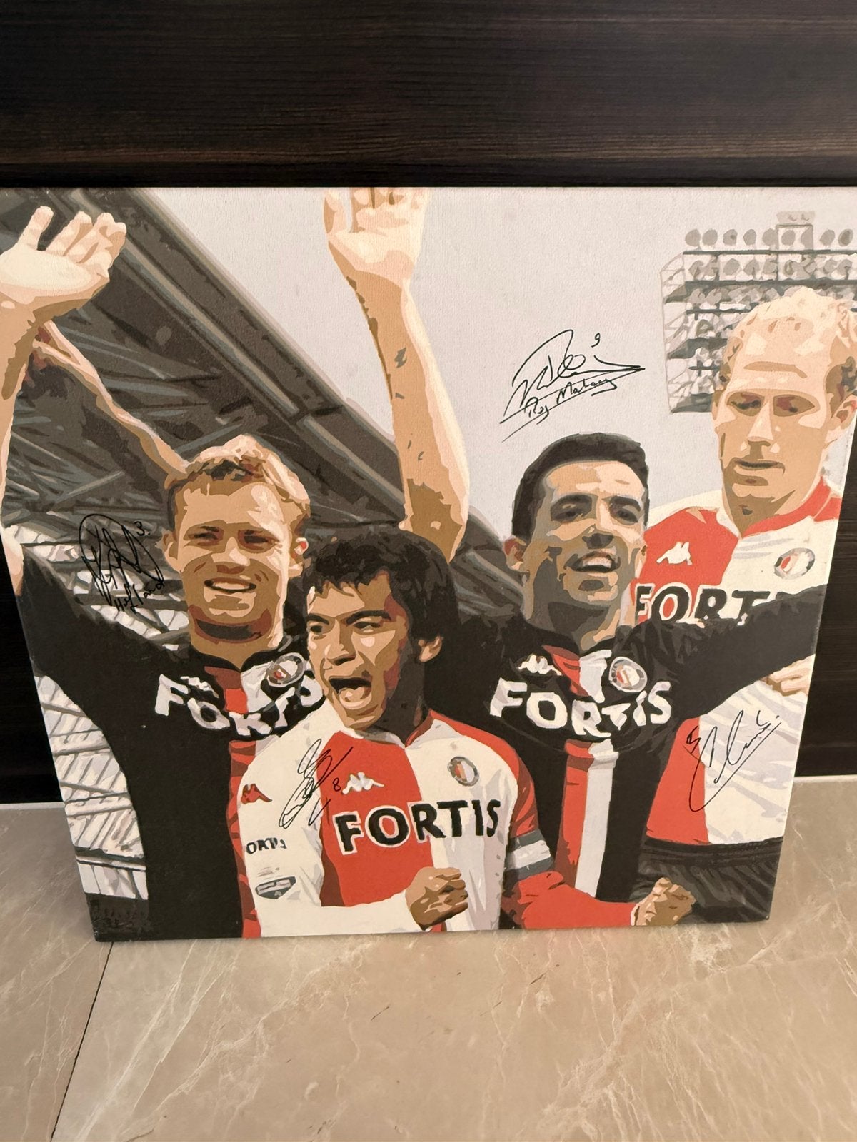 Officieel Feyenoord jubileumcanvas met handtekeningen, Ophalen, Zo goed als nieuw, Feyenoord, Overige typen