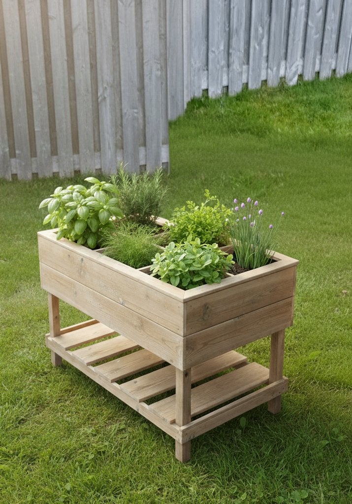 Houttan Moestuinbak met Raster – 6 vakken | 100 60 70 cm, Tuin en Terras, Ophalen, 100 cm of meer, Nieuw, Balkon