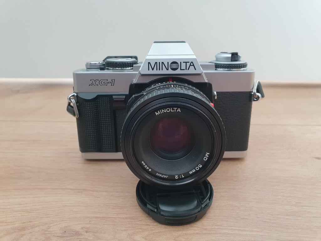 Minolta XG-1 met MD 50mm f2 lens, Ophalen of Verzenden, Gebruikt, Spiegelreflex, Minolta