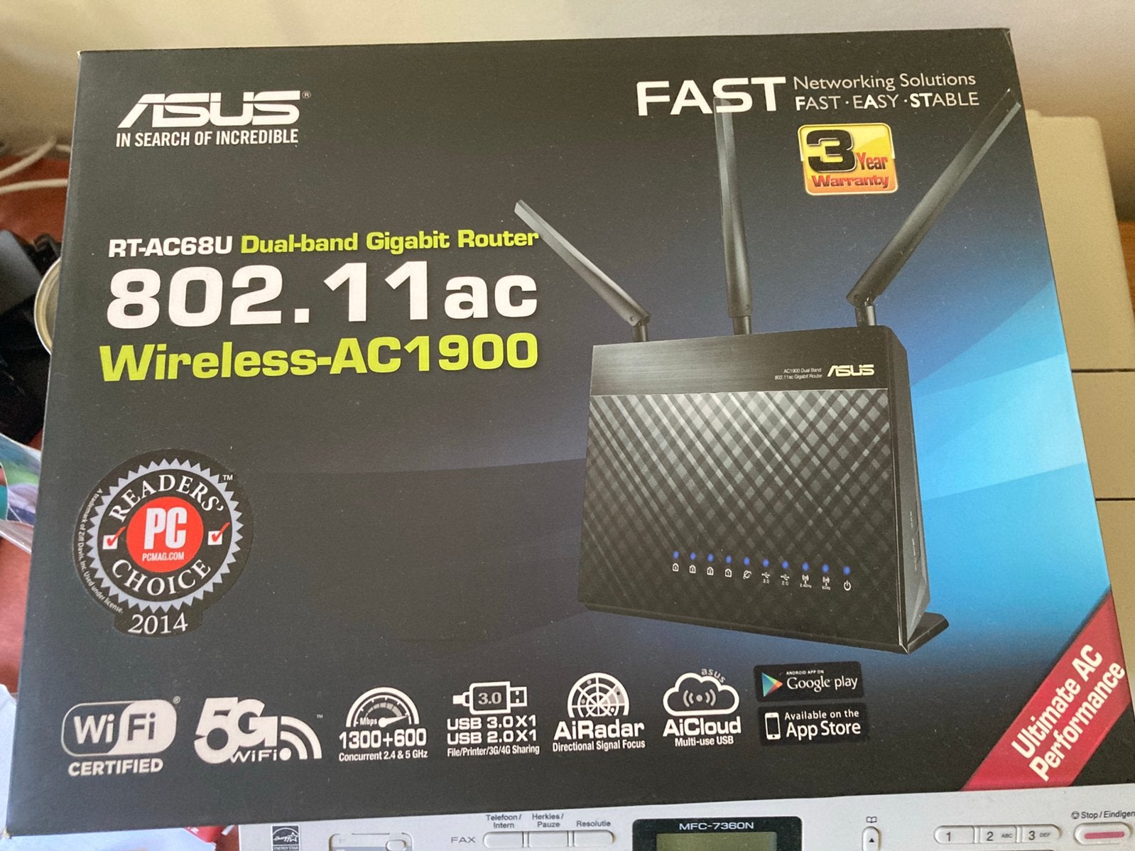 Asus Router RT AC68U wireless AC 1900, Computers en Software, Routers en Modems, Ophalen of Verzenden, Gebruikt, Router
