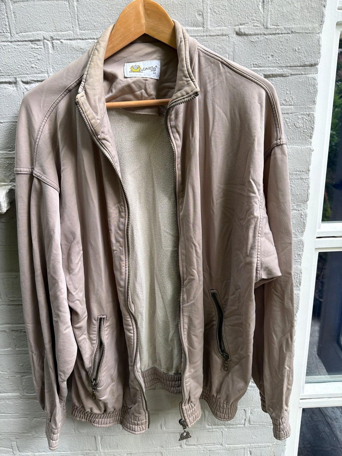 Oldschool Cavello jasje elastiek jaren 90, Ophalen of Verzenden, Gedragen, Maat 52/54 (L), Beige
