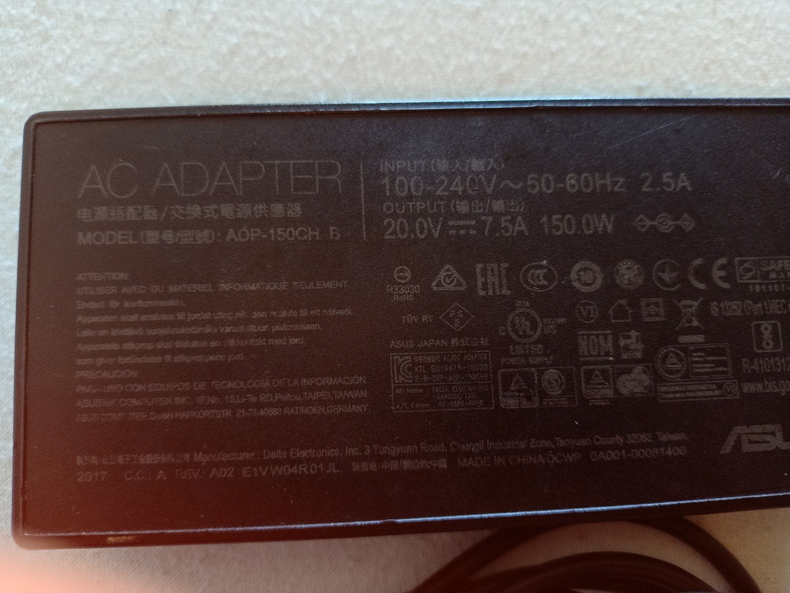 ASUS ADP-150CH B AC Adapter - 150W Oplader, Ophalen of Verzenden, Gebruikt, ASUS