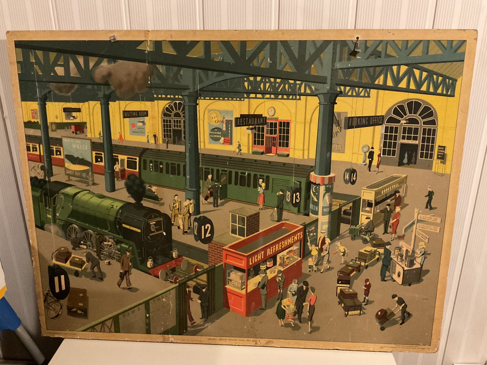 Schoolbord van een Engels station., Ophalen, Gebruikt, Trein, Overige typen
