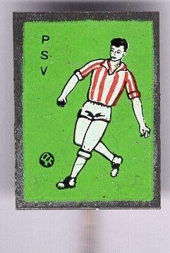 PSV P.S.V. groen op blik voetbalclub speldje ( Y_055 ), Verzenden, Zo goed als nieuw, Sport