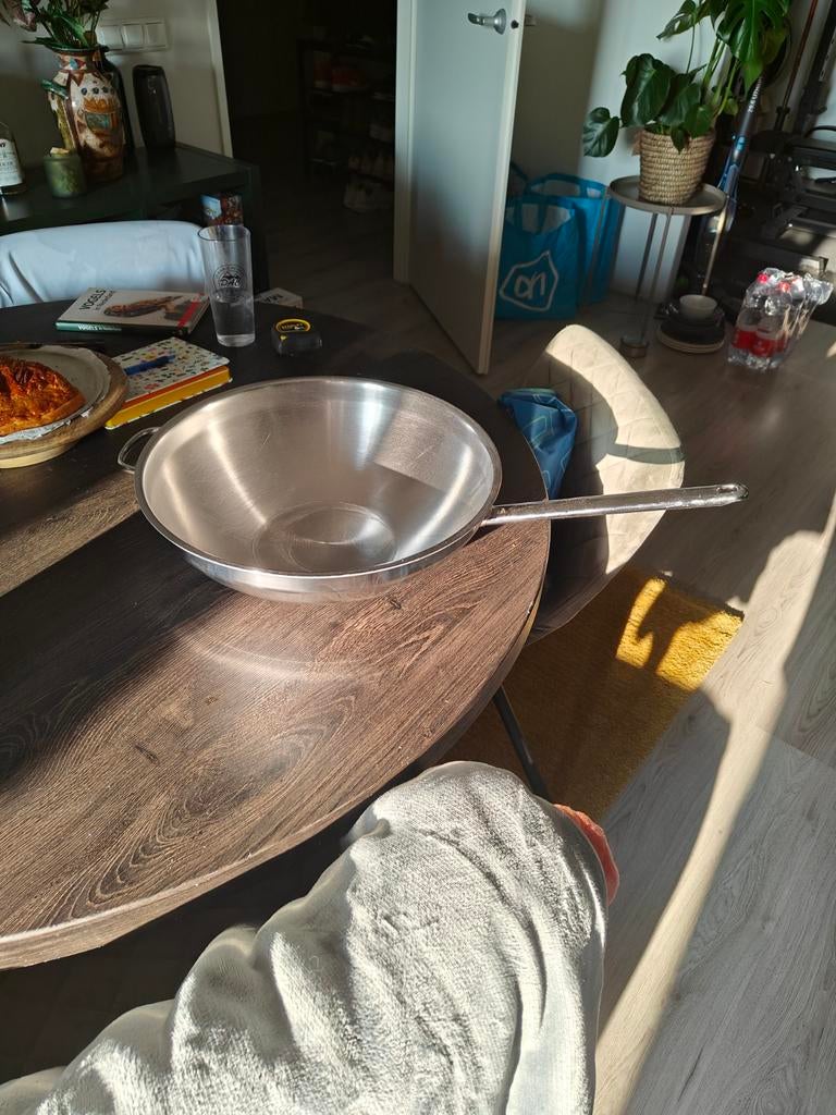 Demeyere Apollo 7 Wokpan 36cm inductie, Ophalen, Overige typen, 50 tot 100 cm, Zo goed als nieuw
