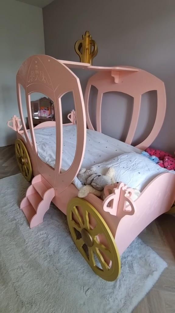 Princess bed koets roze, Ophalen, Zo goed als nieuw, 180 cm of meer, 85 tot 100 cm
