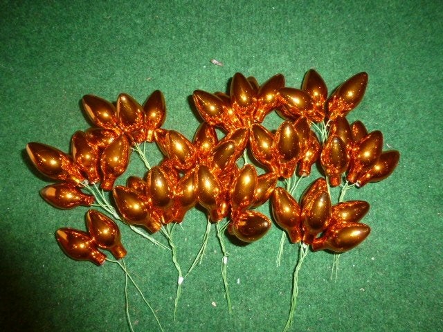 52 oranje/koper punt glas kerstballen op stok 20 mm 12 cm, Ophalen of Verzenden, Nieuw