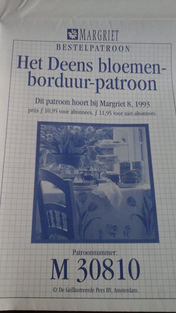 Deens bloemen borduurpatroon, Ophalen of Verzenden, Zo goed als nieuw, Handborduren, Patroon