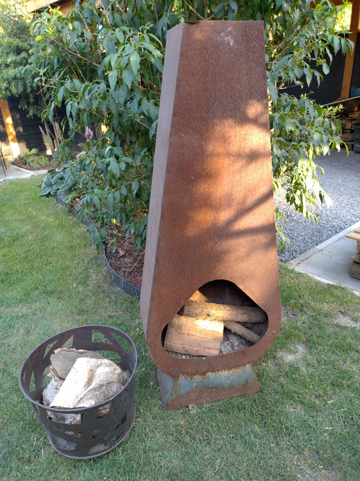 buiten haard + houtbak, Ophalen