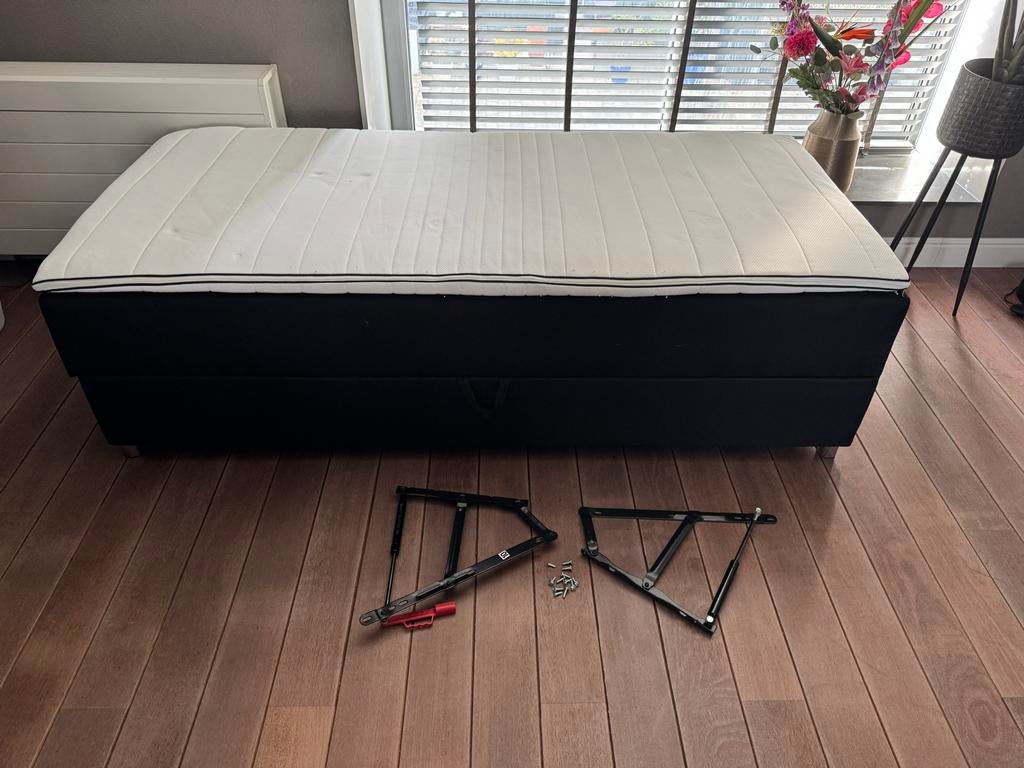 JYSK Eenpersoons Boxspring 90x200 met Opbergruimte, Ophalen, 90 cm, Eenpersoons, Zwart