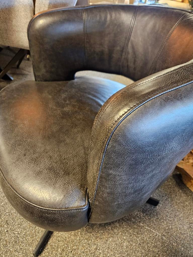 Fauteuil LENNOX africa leder het-anker, Huis en Inrichting, Fauteuils, Ophalen of Verzenden, Nieuw, Stof, 50 tot 75 cm
