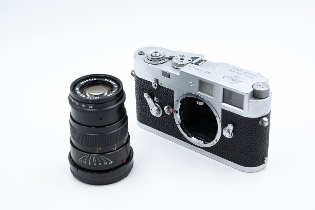 Leica M2 (CLA'd) + Leitz Wetzlar Elmar-C 90 mm f4, Ophalen of Verzenden, Gebruikt, Spiegelreflex, Leica
