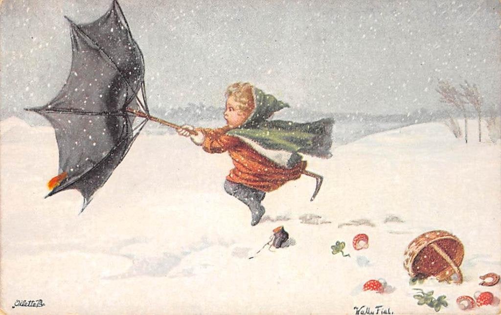 Fantasie Illustratie van Wally Fialkowska Vintage, Ophalen of Verzenden, Voor 1920, Ongelopen, Kinderen