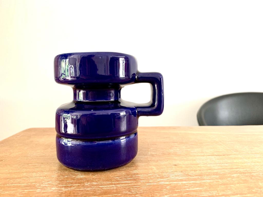 Kandelaar Steuler keramiek vintage retro blauw, Verzenden