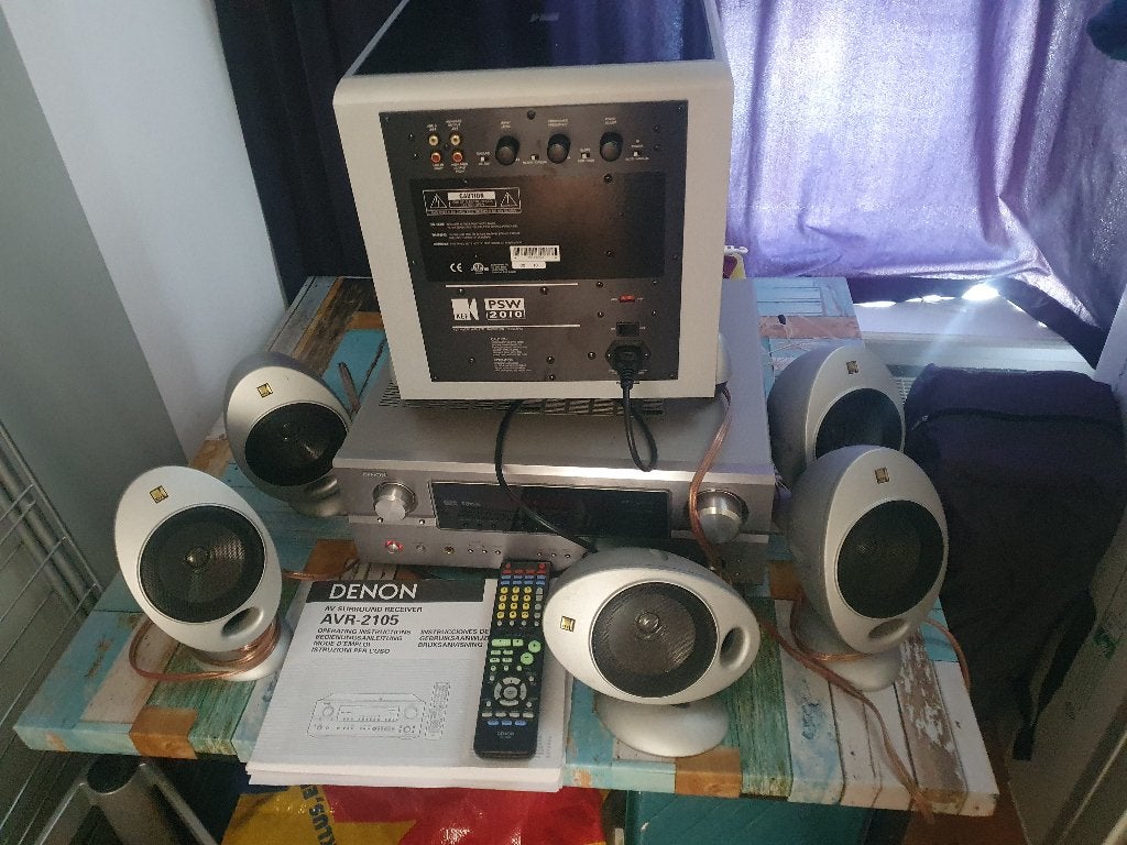 Denon versterker en KEF speaker set, 70 watt of meer, Zo goed als nieuw, 5.1-systeem, Overige spelers