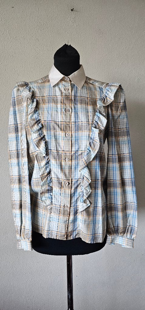 Geruite zijde blouse van Escada, maat 36, Overige kleuren, Escada, Ophalen of Verzenden, Maat 36 (S)