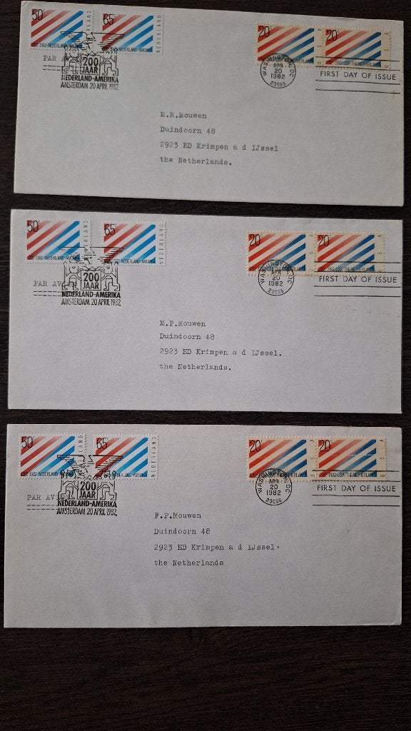 1982 Gelegenheidsenvelop 200 jaar betrekkingen Nederland-USA, Postzegels en Munten, Postzegels | Eerstedagenveloppen, Ophalen of Verzenden
