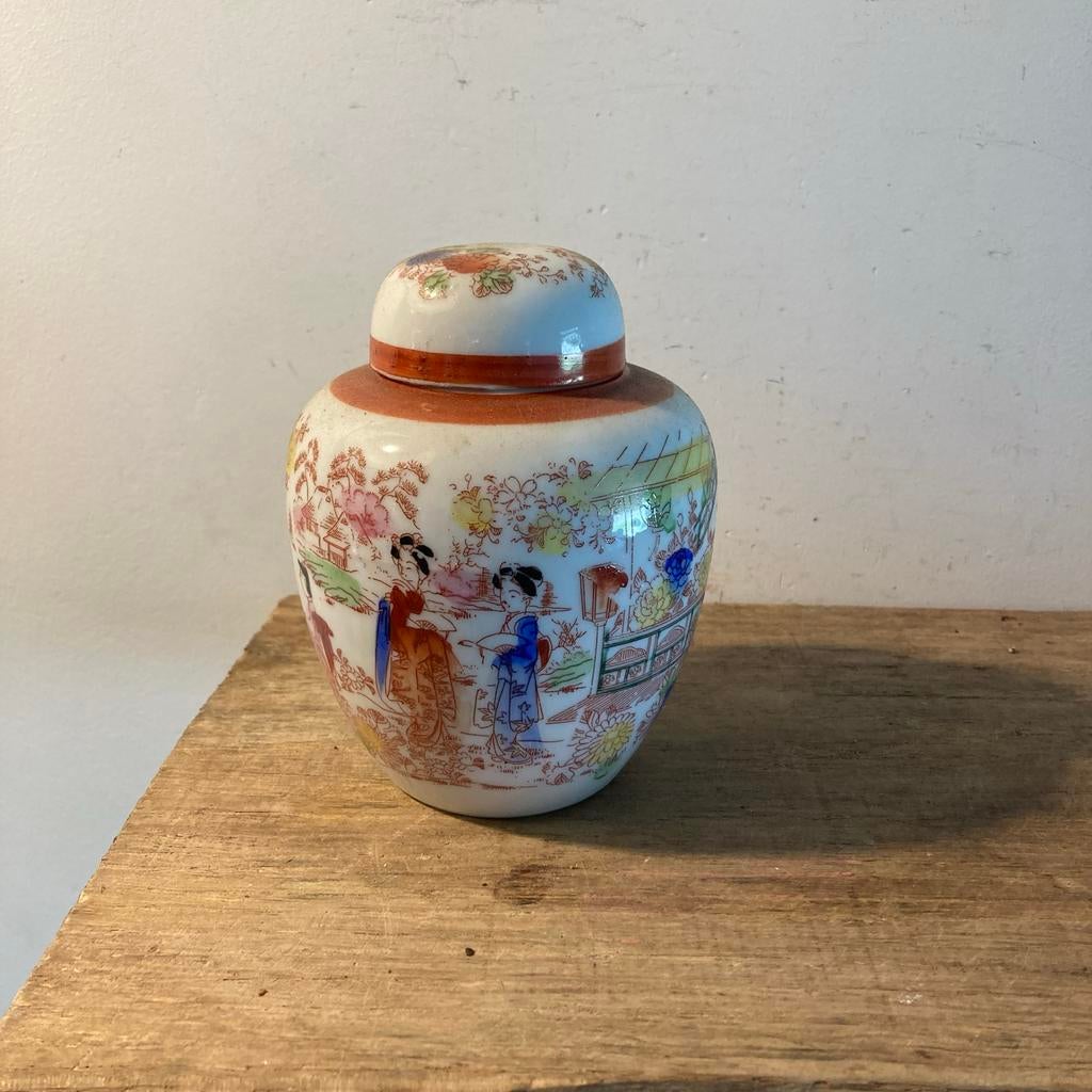 Oude Chinese Gemberpot met Deksel - Porselein, Antiek en Kunst, Curiosa en Brocante, Ophalen of Verzenden