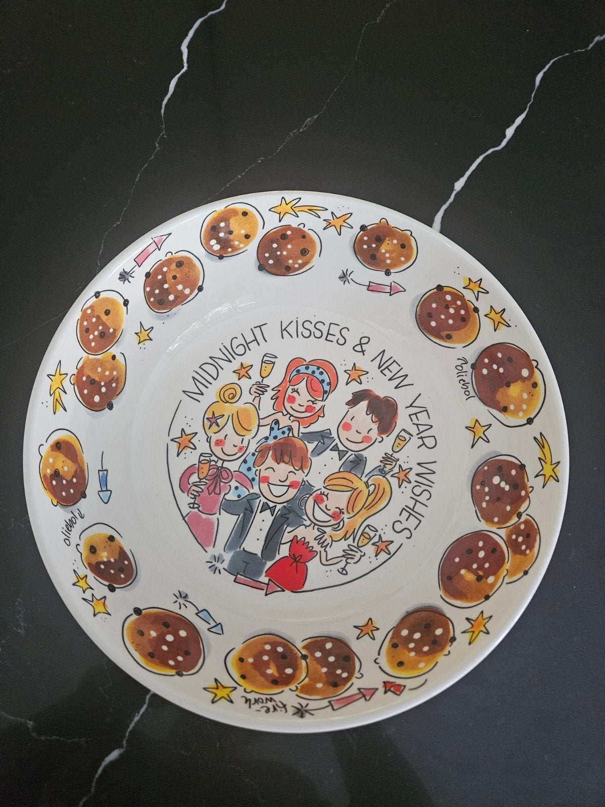 Blond Amsterdam Oud & Nieuw Oliebollenschaal - 30 cm, Ophalen, Porselein of Keramiek, Schaal, Rond