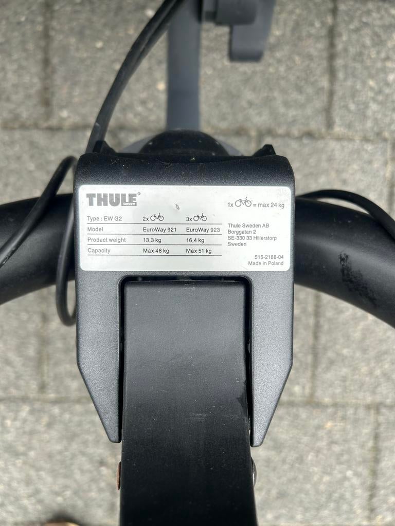 Thule EuroWay G2 921 Trekhaak Fietsendrager (2 fietsen), Auto diversen, Fietsendragers, Ophalen, Zo goed als nieuw, 2 fietsen