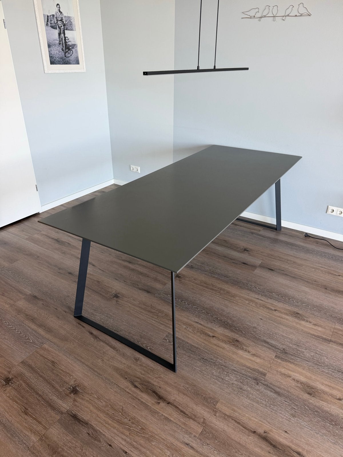 Moderne Eettafel 220x90 cm - Zwart/Antraciet, Huis en Inrichting, Tafels | Eettafels, Ophalen, 200 cm of meer, 50 tot 100 cm, Zo goed als nieuw