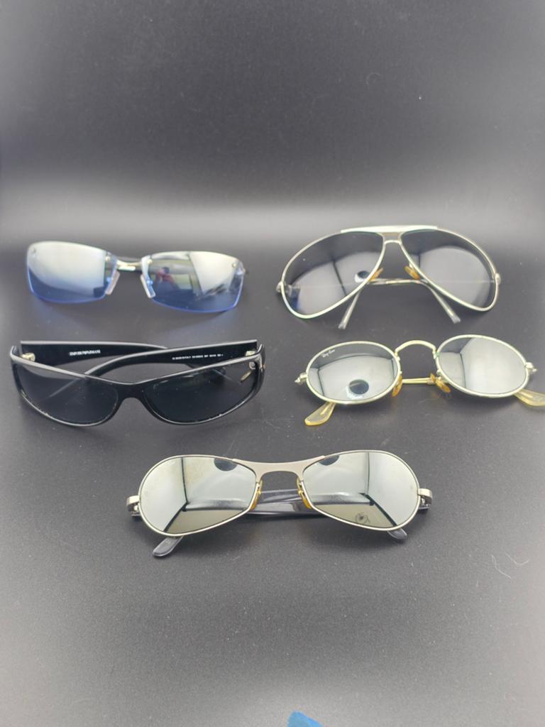 Vintage zonnebrillen : Ray-Ban , Emporio Armani , Police, Gebruikt, Zonnebril, Zwart, Ophalen of Verzenden