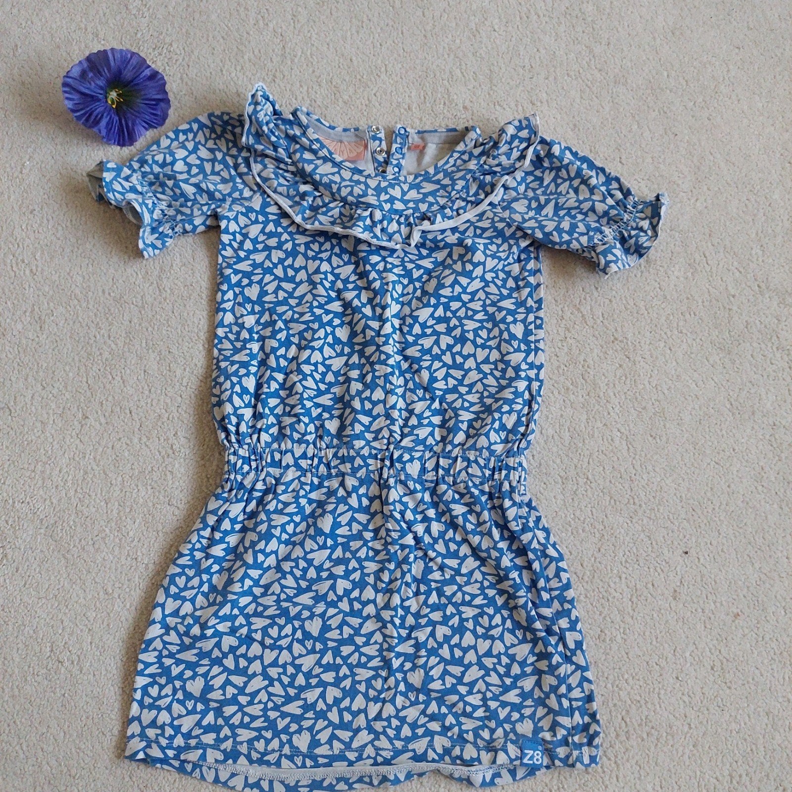 Z8 jurkje blauw met witte hartjes, maat 116/122, Gebruikt, Meisje, Z8, Ophalen of Verzenden