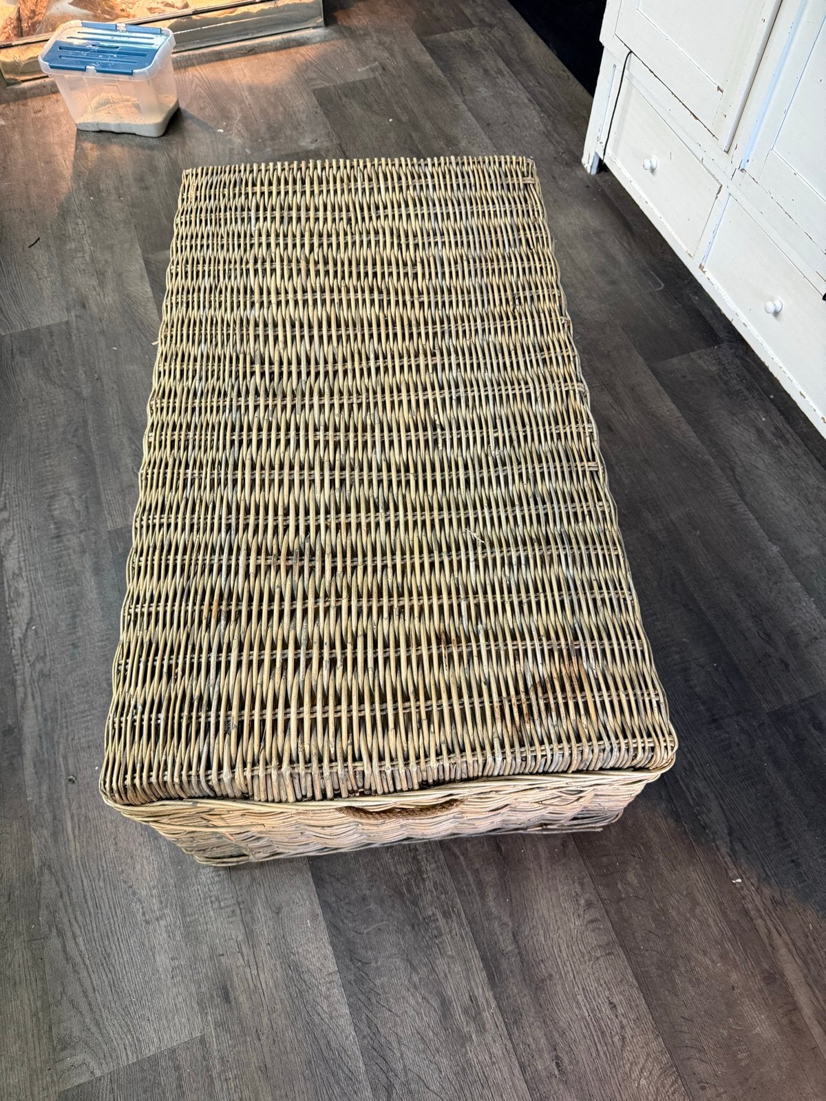 Grote rieten opbergkist / dekenkist, Ophalen, Overige materialen, Gebruikt, 100 tot 150 cm