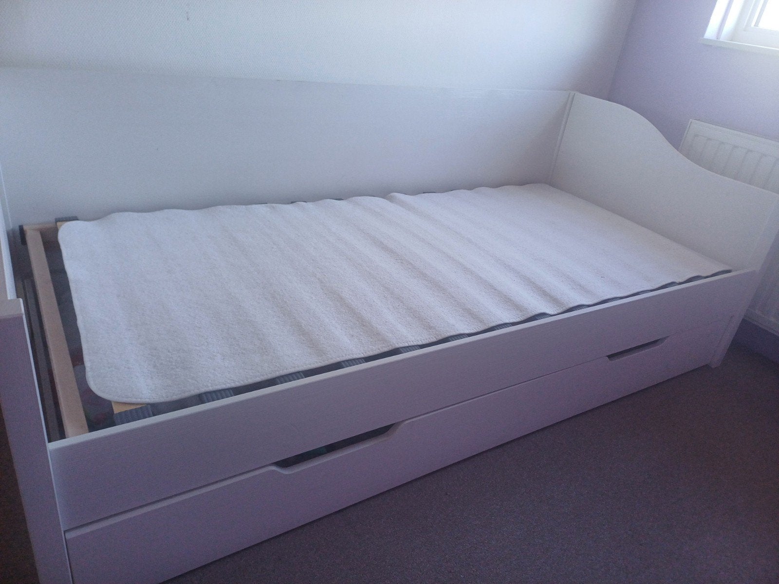 Bed 90x200 met grote lade wit, Huis en Inrichting, Slaapkamer | Bedden, Ophalen, Gebruikt, 90 cm, Eenpersoons
