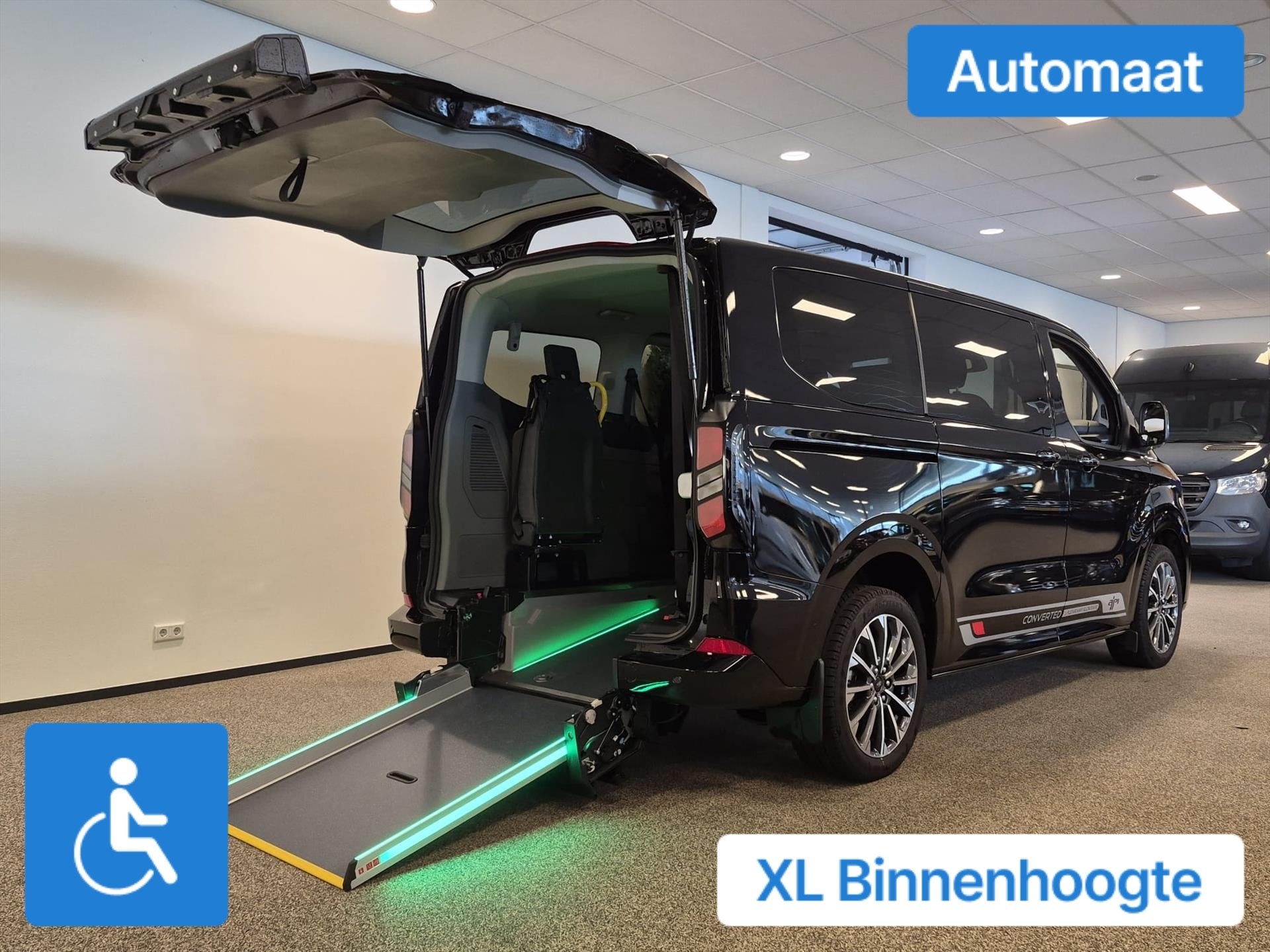 Ford Tourneo Custom L1H1 Rolstoelbus Bodemverlaging XXL-ombo, Auto's, Automaat, 12 maanden, Stof, Gebruikt