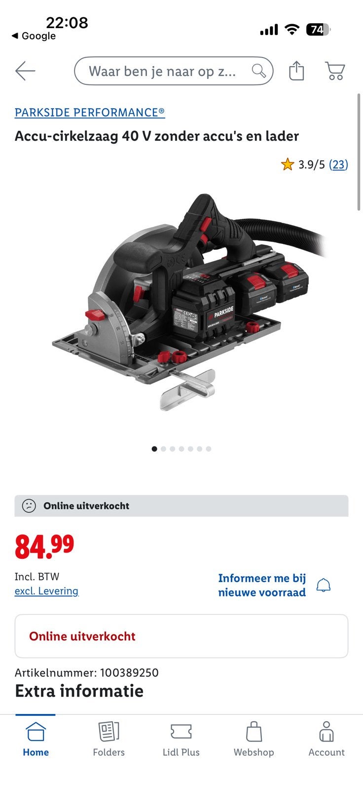 Parkside performance accu cirkelzaag 40 v nieuw in koffer, Doe-het-zelf en Verbouw, Gereedschap | Zaagmachines, Ophalen, Cirkelzaag