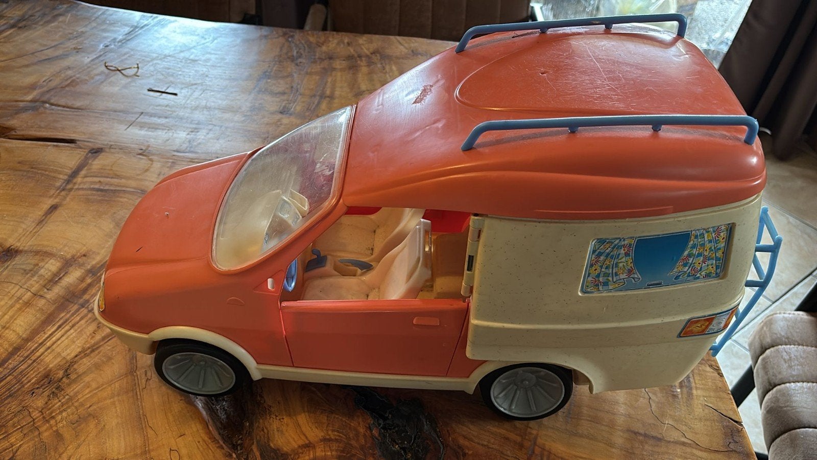 Vintage Barbie Camper met boot - Speelgoed camper, Ophalen of Verzenden, Gebruikt
